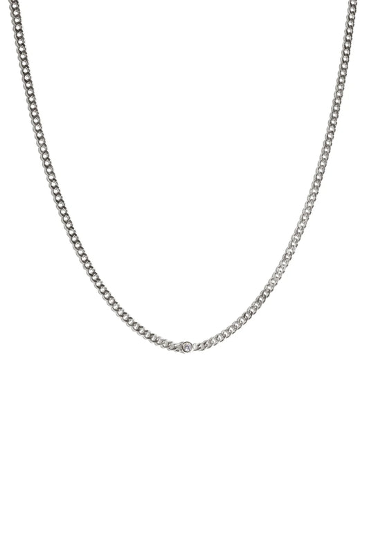 BOLD SOLITAIRE NECKLACE IN SILVER