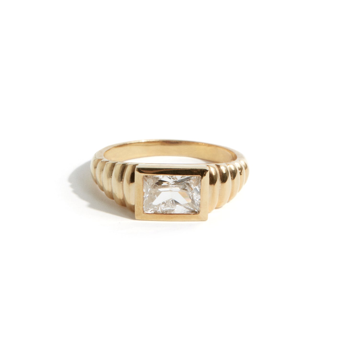 BAGUETTE ART DECO CLEAR RING IN GOLD